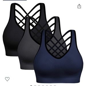 3 pack Padded strappy sports bras NWT